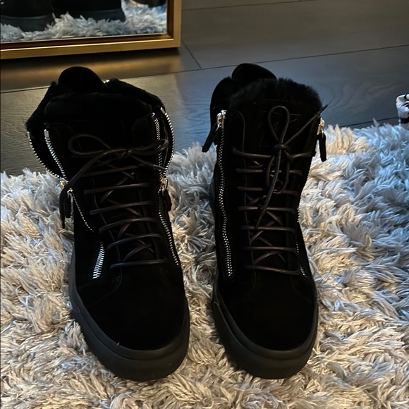 Giuseppe Zanotti Other - Men's Black High-Top Lace-Up Sneakers with Zip Detail